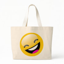 LAUGHING SMILEY FACE TOTE BAGS