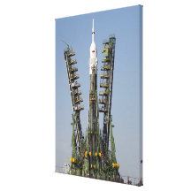 Launch scaffolding is raised into place canvas print