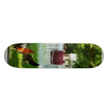 Laundry Hanging on Fence Skate Boards