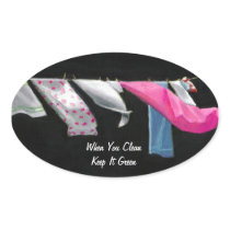 Laundry on Line: Keep it Green: Original Art Oval Stickers