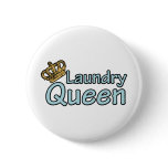 Laundry Queen with Crown Pinback Buttons
