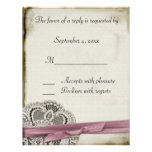 Laura Lace Pink Vintage Response Card Custom Invitation