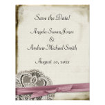 Laura Lace Pink Vintage Save the Date Custom Invitation