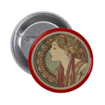 Laurel by Alphonse Mucha Button