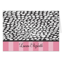 Lauren - black spots and pink stripe card