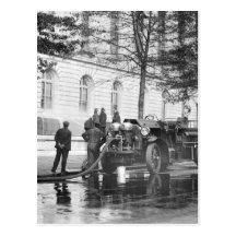 Lavage de puissance de camion de pompiers, 1923 carte postale