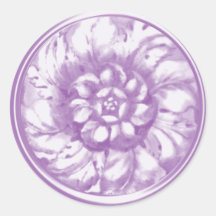 Lavendar Vintage Baroque Embossed Look Seal Round Sticker