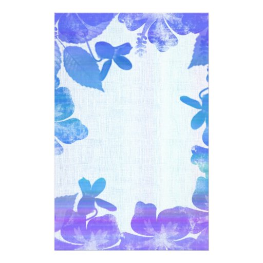 Lavender and Blue Floral Border Stationery