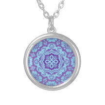 Lavender and Blue Ornate Pattern Necklace