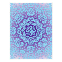 Lavender and Blue Ornate Pattern Post Card