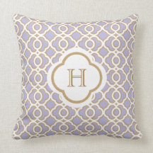Lavender and Gold Moroccan Monogram Pillows