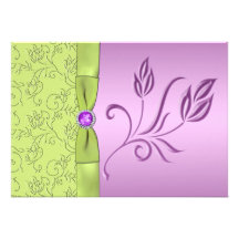 Lavender and Green Jewelled Wedding Invitation