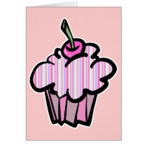 lavender and pink stripes cupcake greeting card