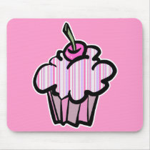 lavender and pink stripes cupcake mouse mat