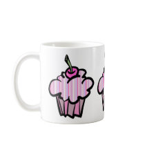 lavender and pink stripes cupcake coffee mug