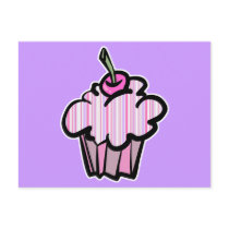 lavender and pink stripes cupcake post cards