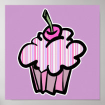 lavender and pink stripes cupcake print