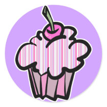lavender and pink stripes cupcake stickers