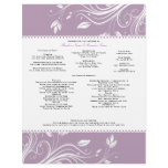 Lavender and White Floral Swirls Wedding Program Personalized Letterhead