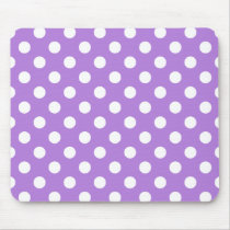 Lavender and White Polka Dots Mouse Pads