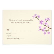 Lavender Cherry Blossoms Wedding Response Cards Invitation