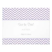 Lavender Chevron Print Save the Date Annoucement Personalized Invitations