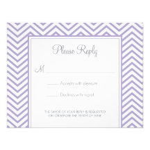 Lavender Chevron Print Wedding Response Card Personalized Invite