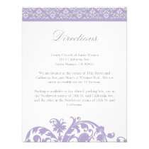 Lavender Damask Wedding Direction Card Invitation invitations