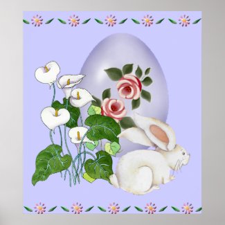 Lavender Egg and White Bunny print
