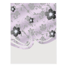 lavender floral satin floral damask postcards