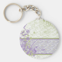 Lavender & Green Floral Swirls Key Chains