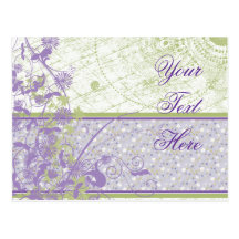 Lavender & Green Floral Swirls Post Card