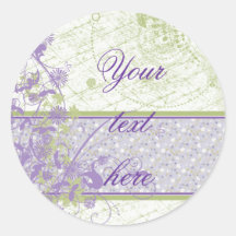 Lavender & Green Floral Swirls Stickers