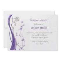 Lavender & grey floral charm invitation