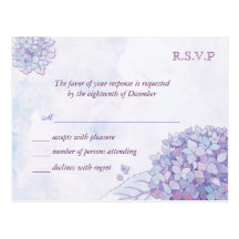 Lavender Hydrangeas Wedding RSVP Cards (4.25x5.6) Post Card