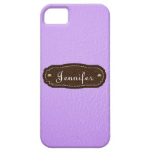 Lavender Leather Look personalized iPhone 5 case