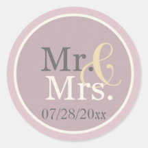 Lavender Mr. & Mrs. Favour Stickers