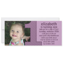 Lavender One Is Fun Photo First Birthday Party Personalized Invitation