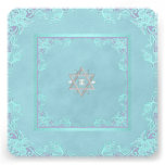 Lavender Purple and Teal Blue Bat Mitzvah Personalized Invitation