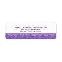Lavender Purple Damask Trim Wedding Ver D009 Custom Return Address Labels