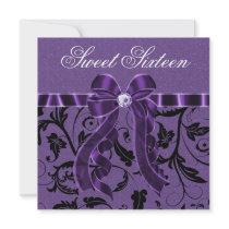 Lavender Purple Glitter Sweet Sixteen Birthday Personalized Announcement