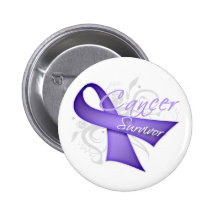 Lavender Ribbon - Cancer Survivor Pinback Button