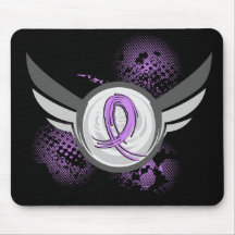 Lavender Ribbon Wings General Cancer Mousepad