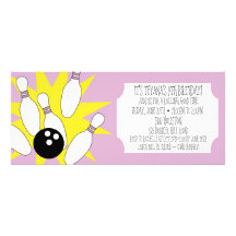 Lavender Rolling Good Time Bowling Birthday Party Announcement