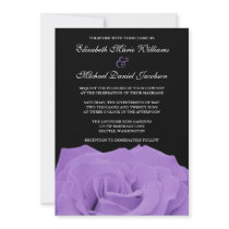 Lavender Rose and Black Wedding Personalized Invitation