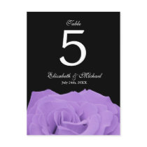 Lavender Rose and Black Wedding Table Number Post Cards