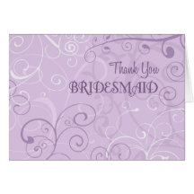 Lavender Swirls Thank You Bridesmaid Card