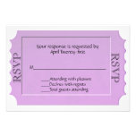 Lavender Ticket Look RSVP Response Card Personalized Announcement
