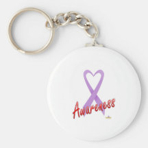 LavenderHeartRibbonAwareness Keychain