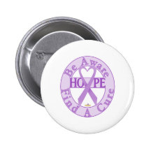 LavenderHeartRibbonBeAwareFindCureLight Buttons